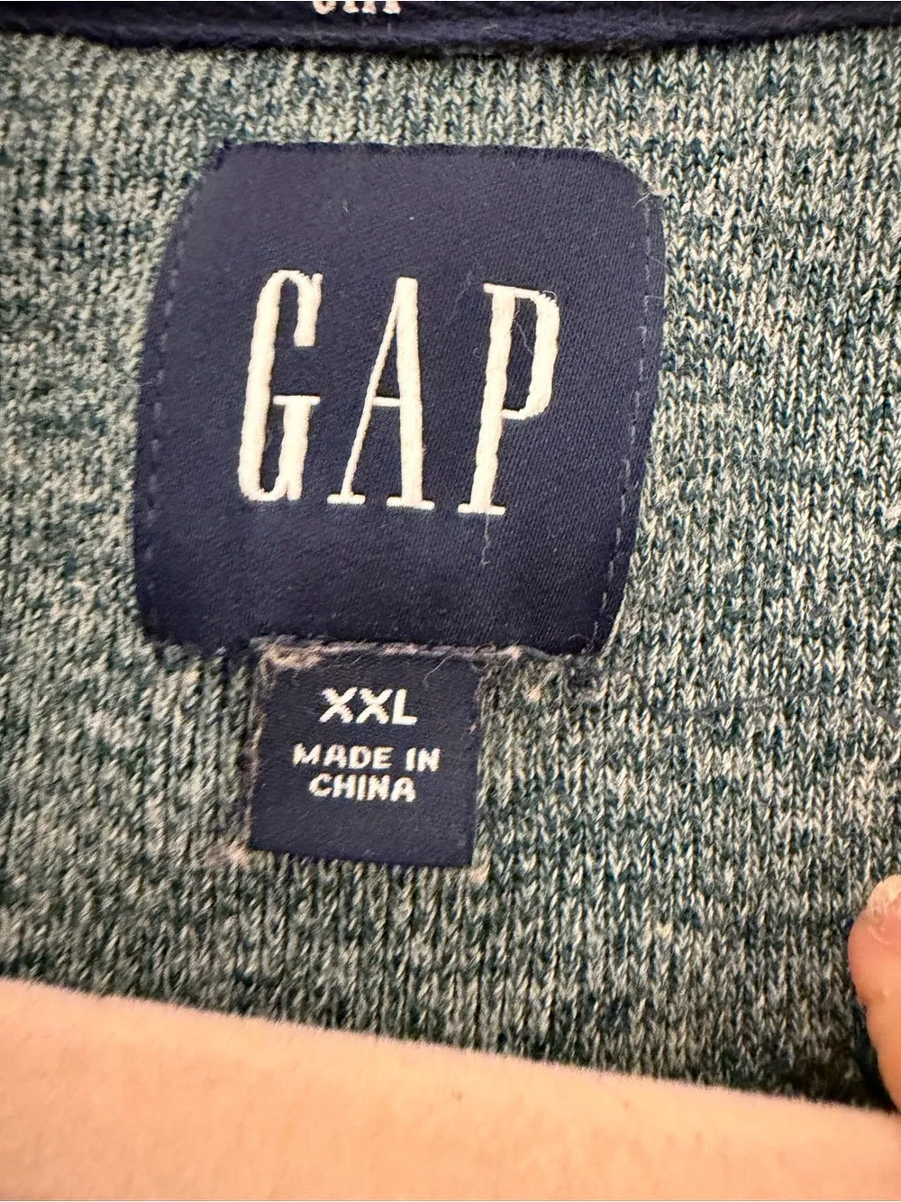 GAP Men's Heathered Teal Half-Zip Sweater